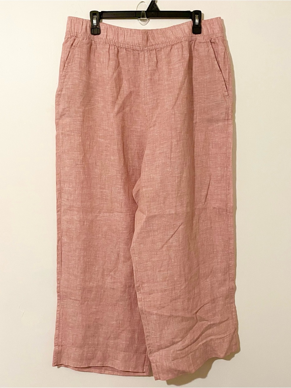 Tahari Light Pink 100% Linen Pants With Pockets Wide Leg Size XL extra large